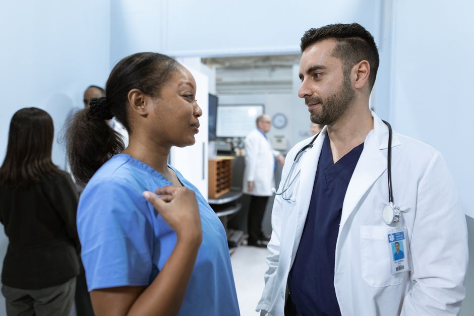 Nurse talking with a patient